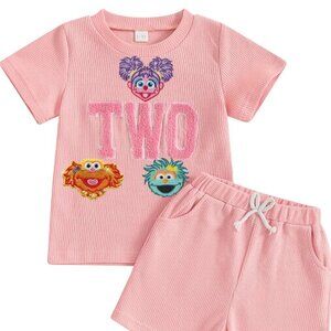 Pink Girl Second Birthday Abby Cadabby Outfit Zoe Shirt Shorts Sesame Clothes